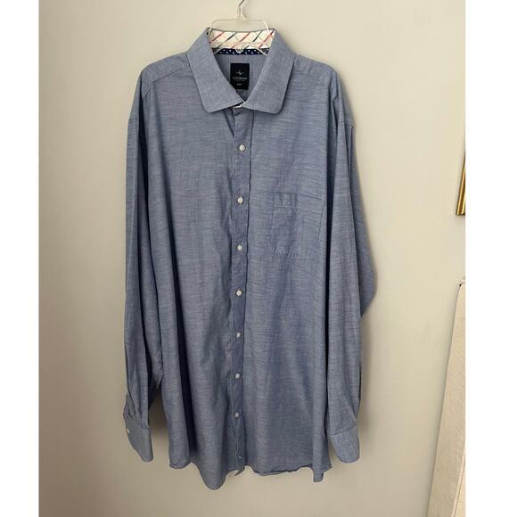 TailorByrd Long Sleeve Button Down Shirt Collar Pocket Flip Cuff Blue 2XLT - Picture 1 of 10